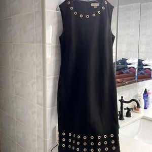 Calvin Klein size 6 black dress with gold button details